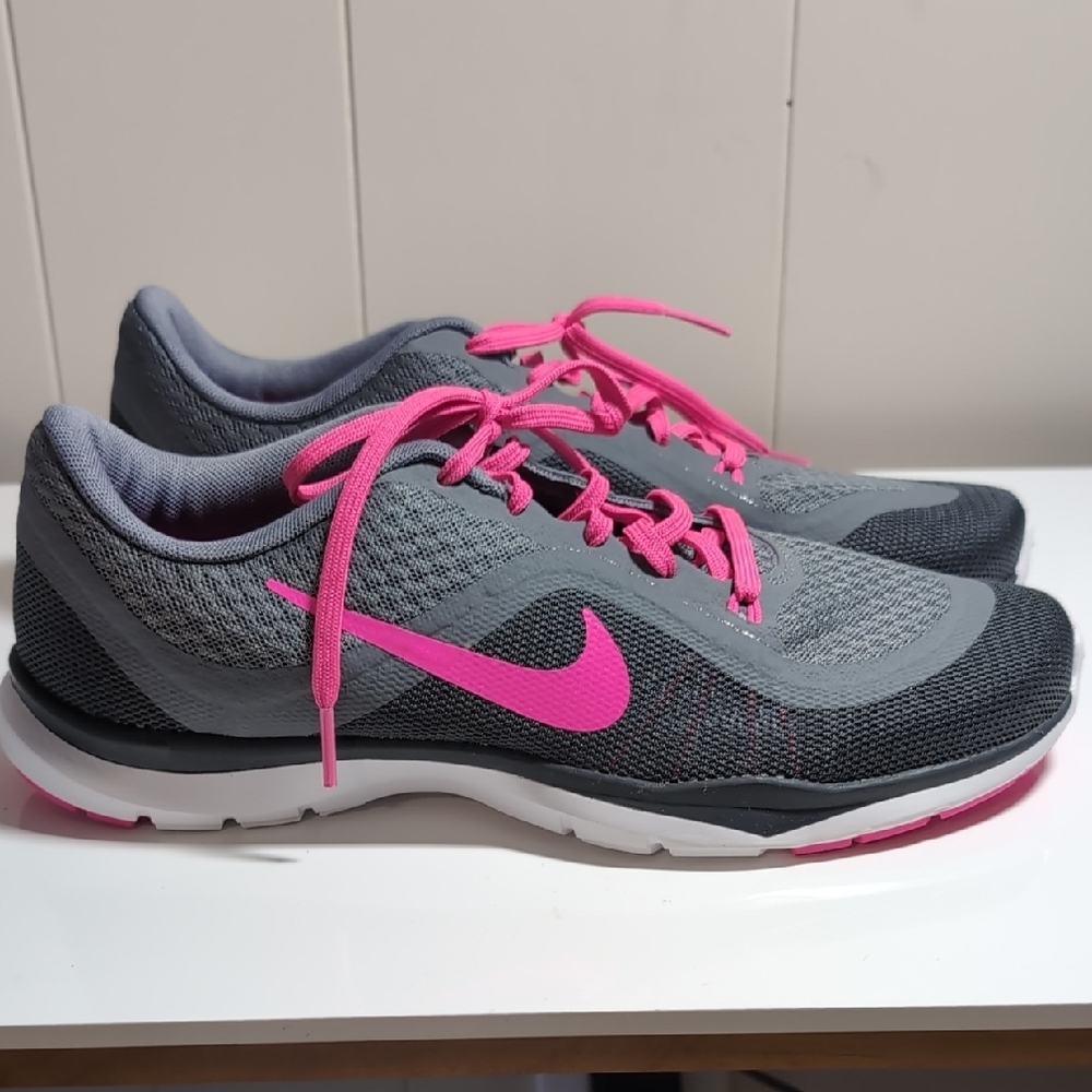 Nike Gray and Pink Athletic Shoes with Breathable Mesh